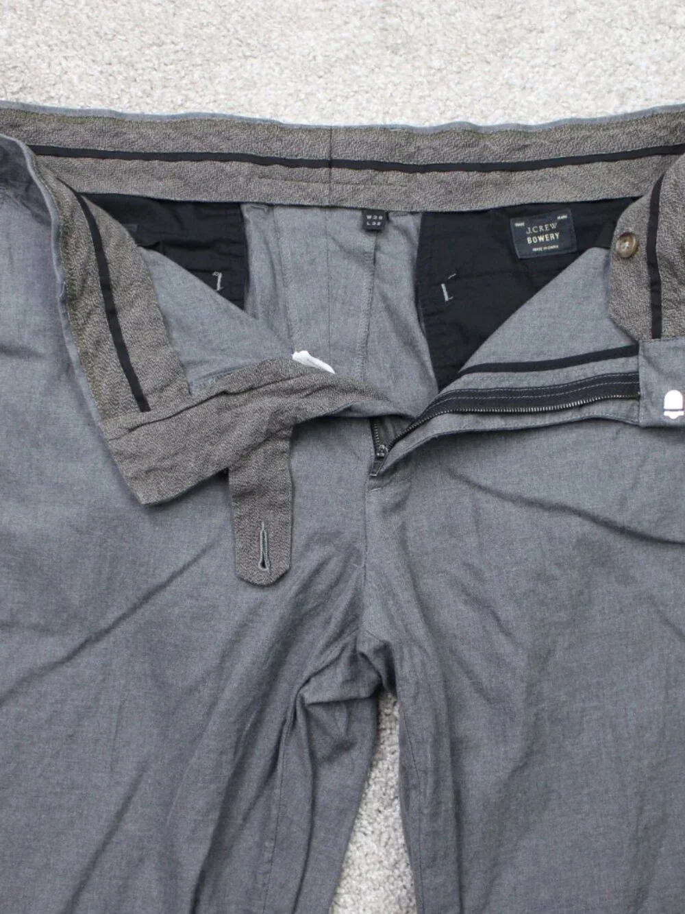 J. Crew Chino Pants Mens 36x29 Gray Bowery Classic Fit 100% Cotton Flat Front